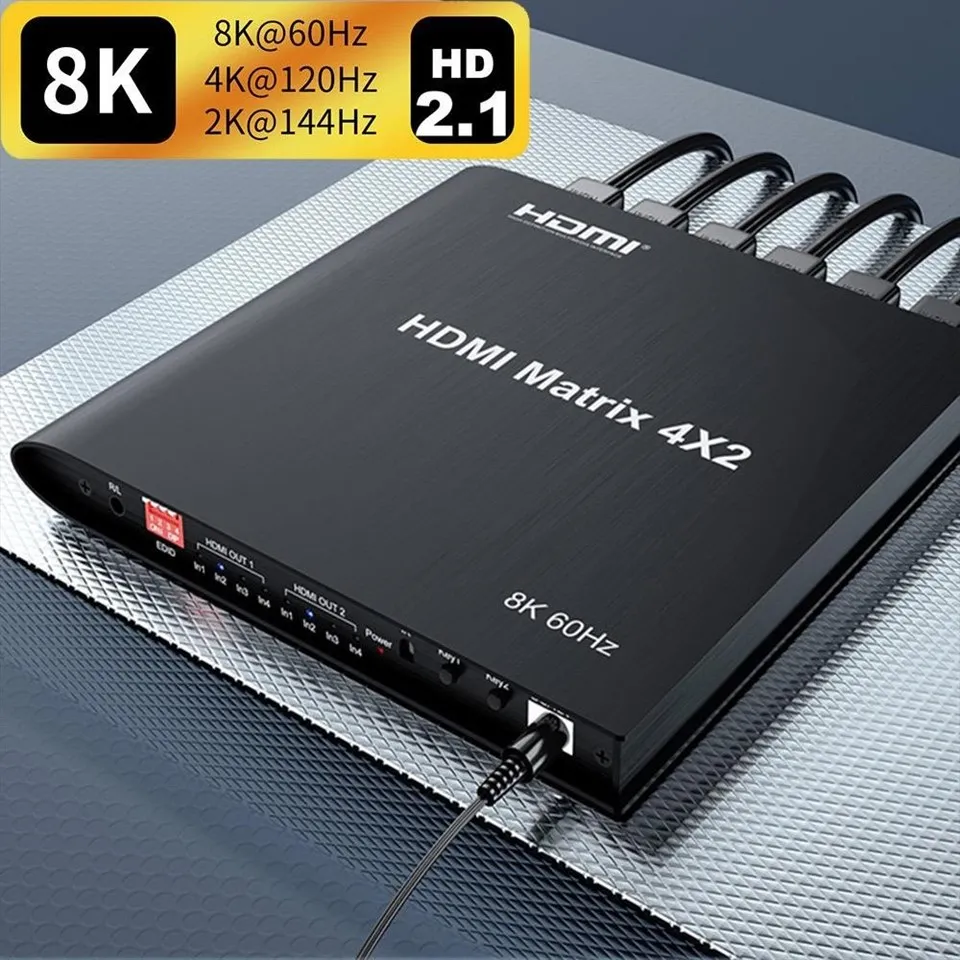 8K 60Hz HDMI Matrix 4x2 Support HDR 3D 8K HDMI Switch Splitter factory